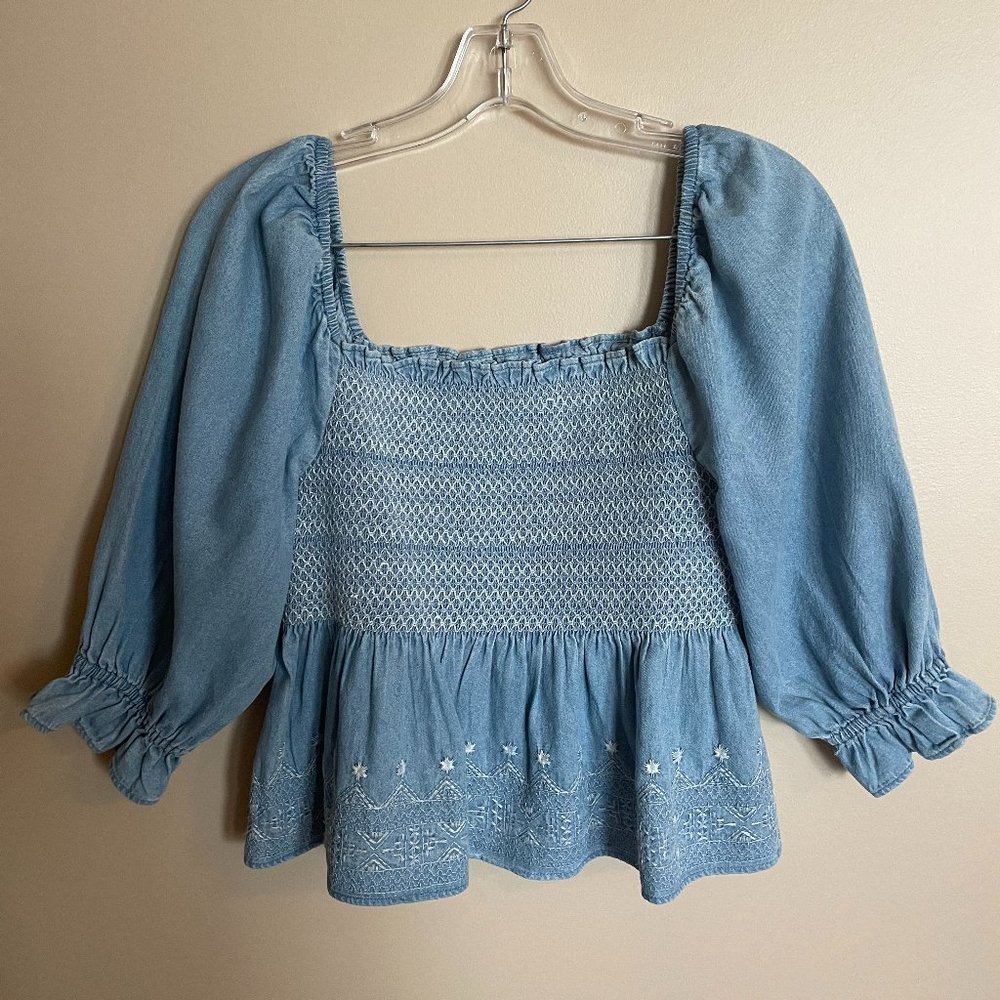 Elbow Length Blue American Eagle Shirt